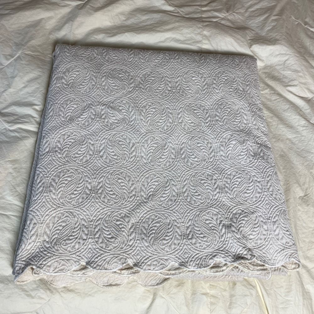 Peacock Alley Coverlet Unisex Full Queen Ivory Paisley Matelasse Cotton Portugal